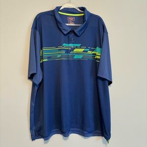 The Foundry Shirt Mens 4XL Blue Polo Short Sleeve Geometric Polyester Collar